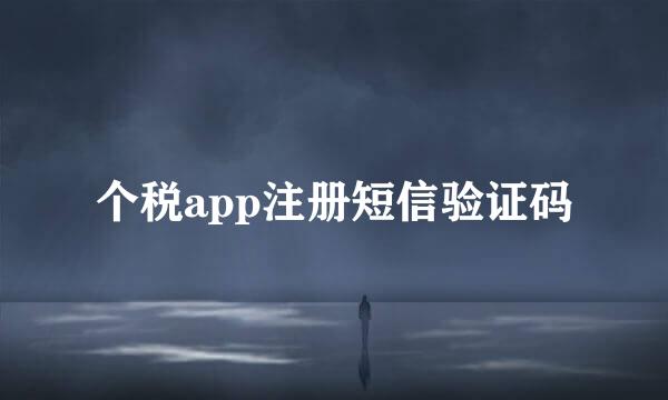 个税app注册短信验证码