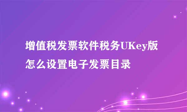 增值税发票软件税务UKey版怎么设置电子发票目录