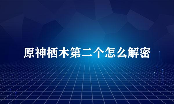 原神栖木第二个怎么解密