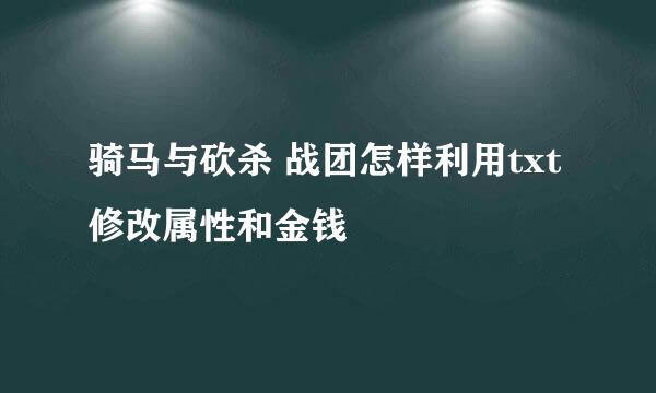骑马与砍杀 战团怎样利用txt修改属性和金钱