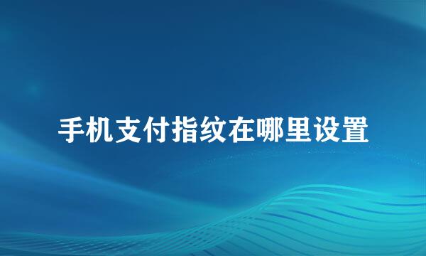 手机支付指纹在哪里设置