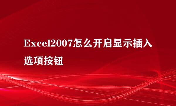 Excel2007怎么开启显示插入选项按钮