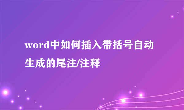 word中如何插入带括号自动生成的尾注/注释