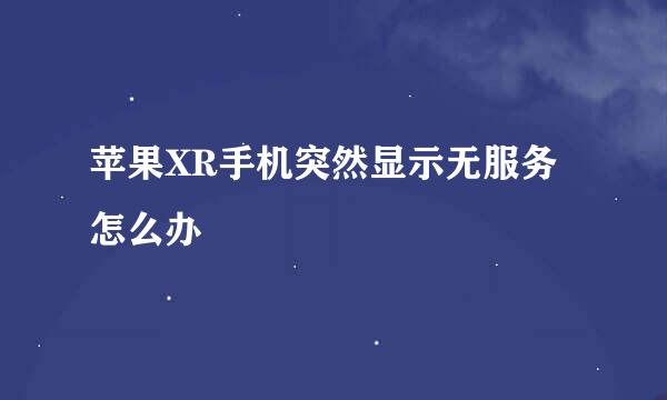 苹果XR手机突然显示无服务怎么办