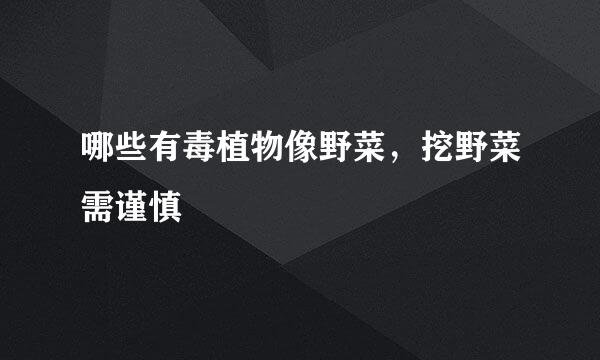 哪些有毒植物像野菜，挖野菜需谨慎