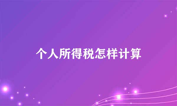 个人所得税怎样计算