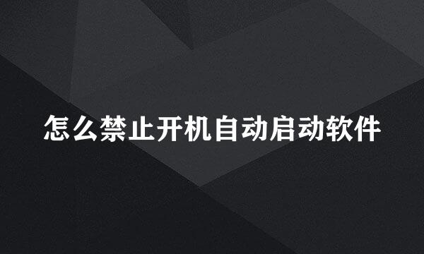 怎么禁止开机自动启动软件