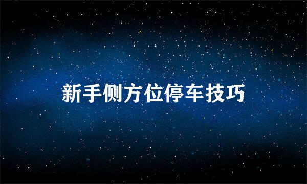 新手侧方位停车技巧