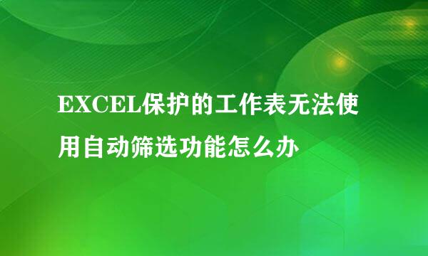 EXCEL保护的工作表无法使用自动筛选功能怎么办