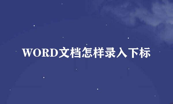 WORD文档怎样录入下标