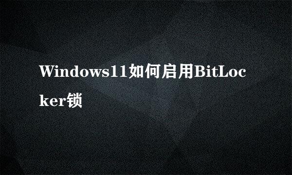 Windows11如何启用BitLocker锁