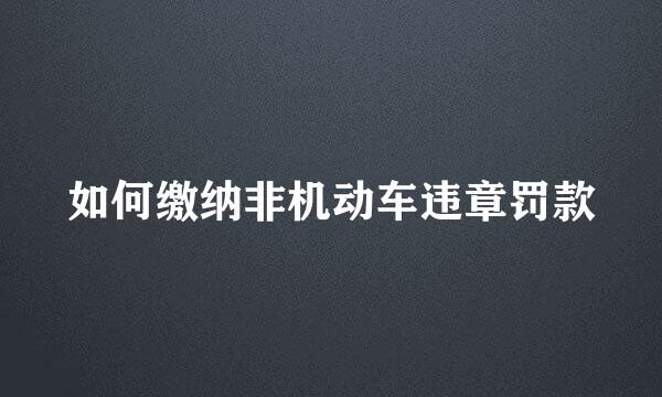 如何缴纳非机动车违章罚款