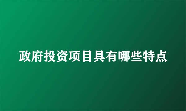 政府投资项目具有哪些特点