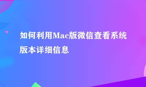 如何利用Mac版微信查看系统版本详细信息