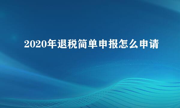 2020年退税简单申报怎么申请