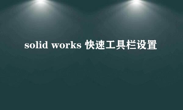 solid works 快速工具栏设置