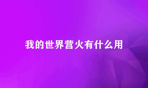 我的世界营火有什么用