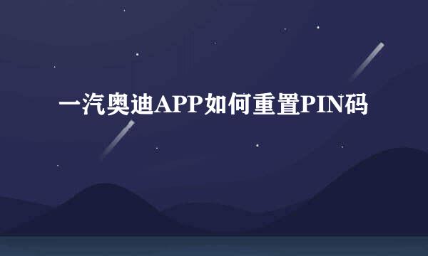 一汽奥迪APP如何重置PIN码