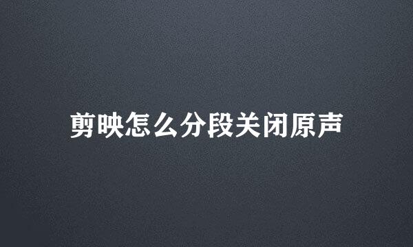 剪映怎么分段关闭原声