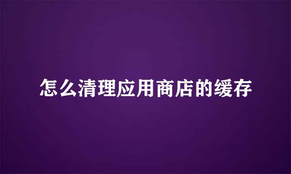 怎么清理应用商店的缓存