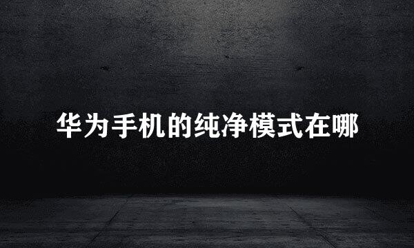 华为手机的纯净模式在哪