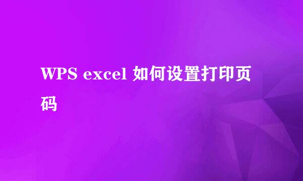 WPS excel 如何设置打印页码