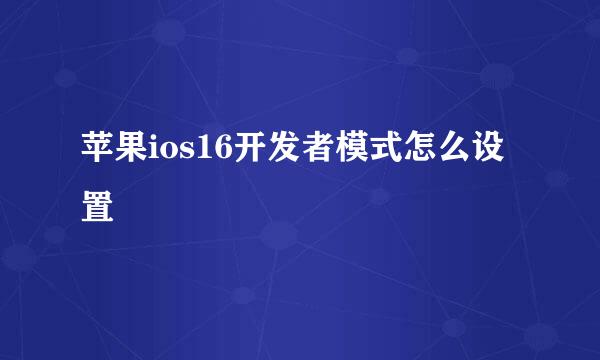 苹果ios16开发者模式怎么设置