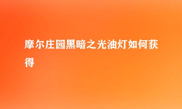 摩尔庄园黑暗之光油灯如何获得