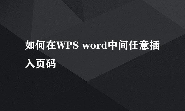 如何在WPS word中间任意插入页码