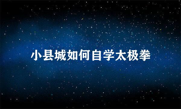 小县城如何自学太极拳