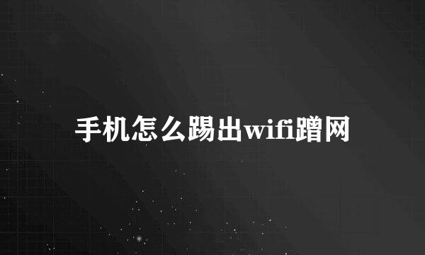 手机怎么踢出wifi蹭网