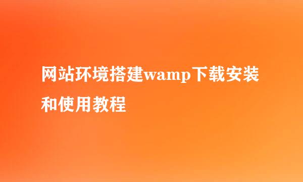 网站环境搭建wamp下载安装和使用教程