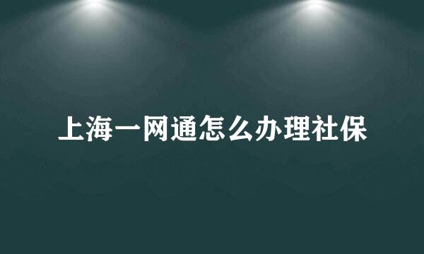 上海一网通怎么办理社保