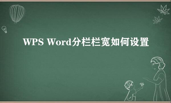 WPS Word分栏栏宽如何设置