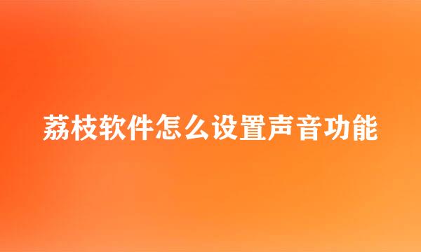 荔枝软件怎么设置声音功能