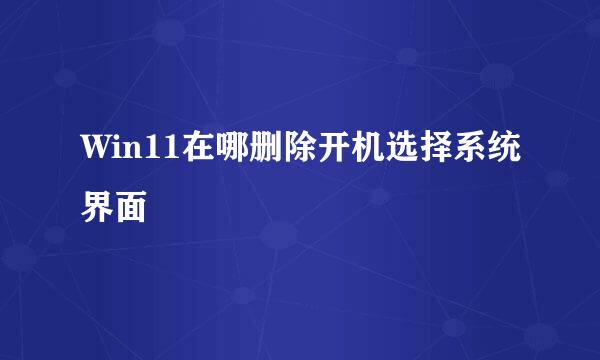 Win11在哪删除开机选择系统界面
