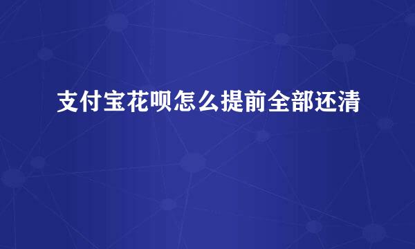 支付宝花呗怎么提前全部还清
