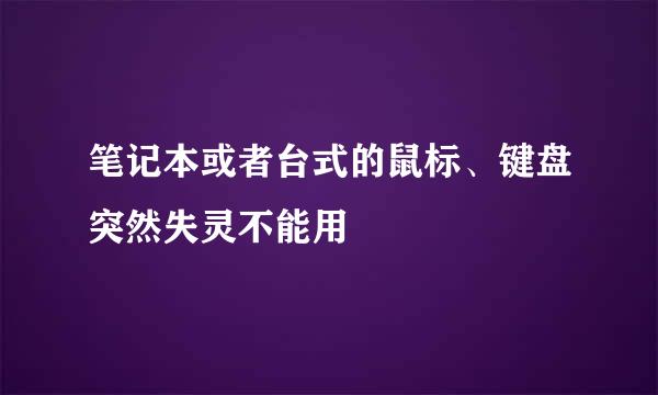 笔记本或者台式的鼠标、键盘突然失灵不能用