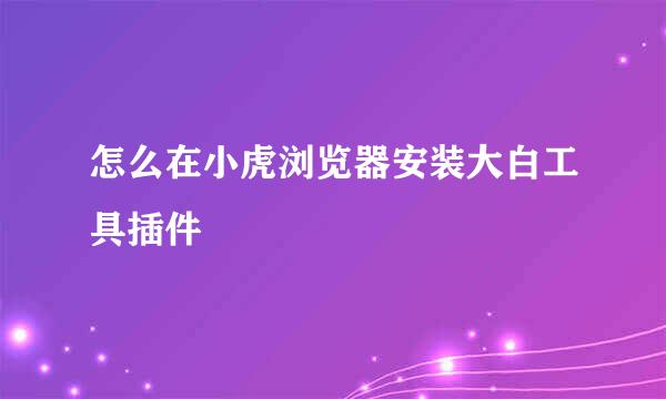 怎么在小虎浏览器安装大白工具插件