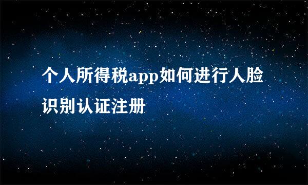 个人所得税app如何进行人脸识别认证注册