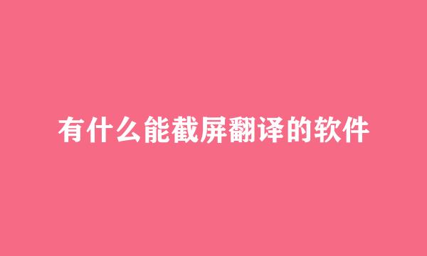 有什么能截屏翻译的软件
