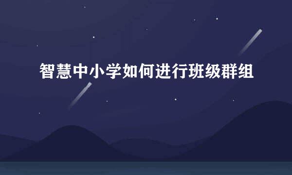 智慧中小学如何进行班级群组