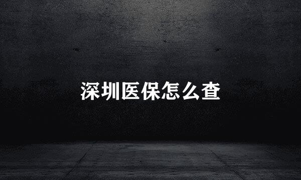 深圳医保怎么查