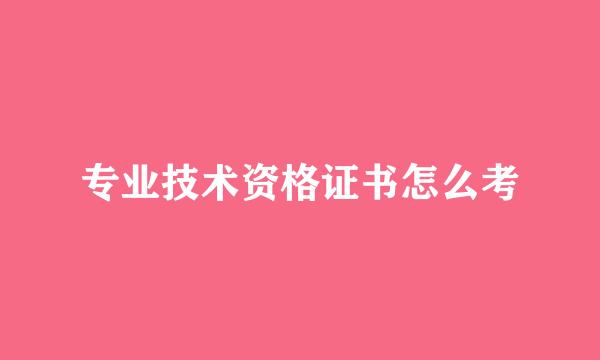 专业技术资格证书怎么考