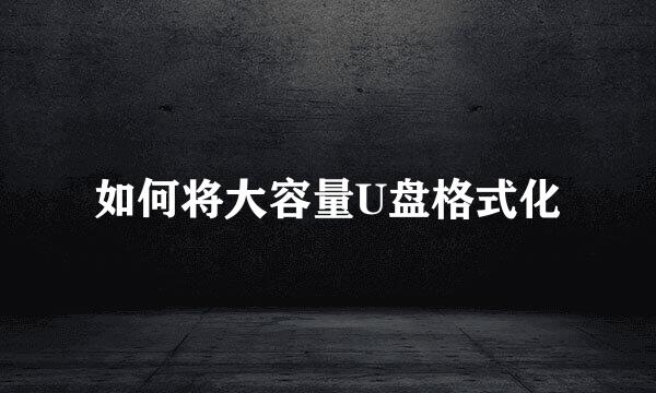 如何将大容量U盘格式化