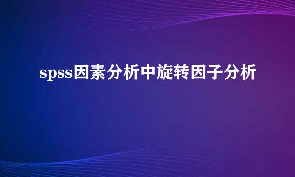 spss因素分析中旋转因子分析