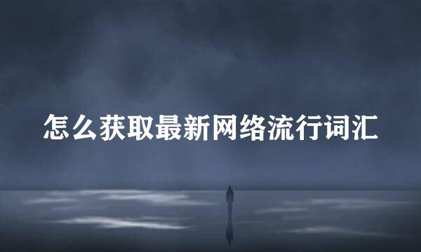 怎么获取最新网络流行词汇