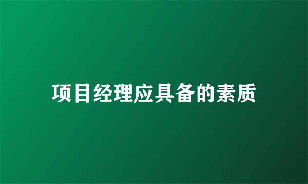 项目经理应具备的素质