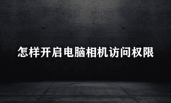 怎样开启电脑相机访问权限