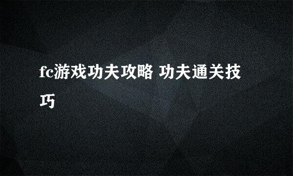 fc游戏功夫攻略 功夫通关技巧